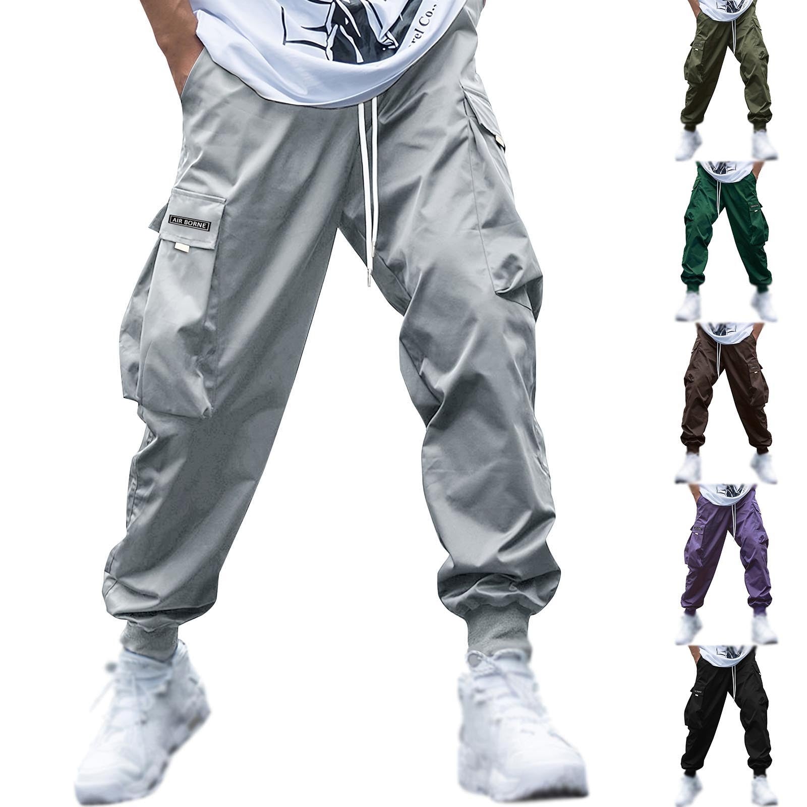 Men's Casual Jogging Cargo Pants with Drawstring & Multi-Pockets – Sport Trousers for Outdoor Activities, Streetwear, and Hip-Hop Style - Premium pants from Lizard Vigilante - Just $37.99! Shop now at Lizard Vigilante