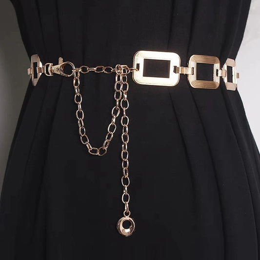 Luxury Gold Punk Chain Belt – Adjustable Designer Metal Waistband for Women - Premium belt from Lizard Vigilante - Just $22.88! Shop now at Lizard Vigilante