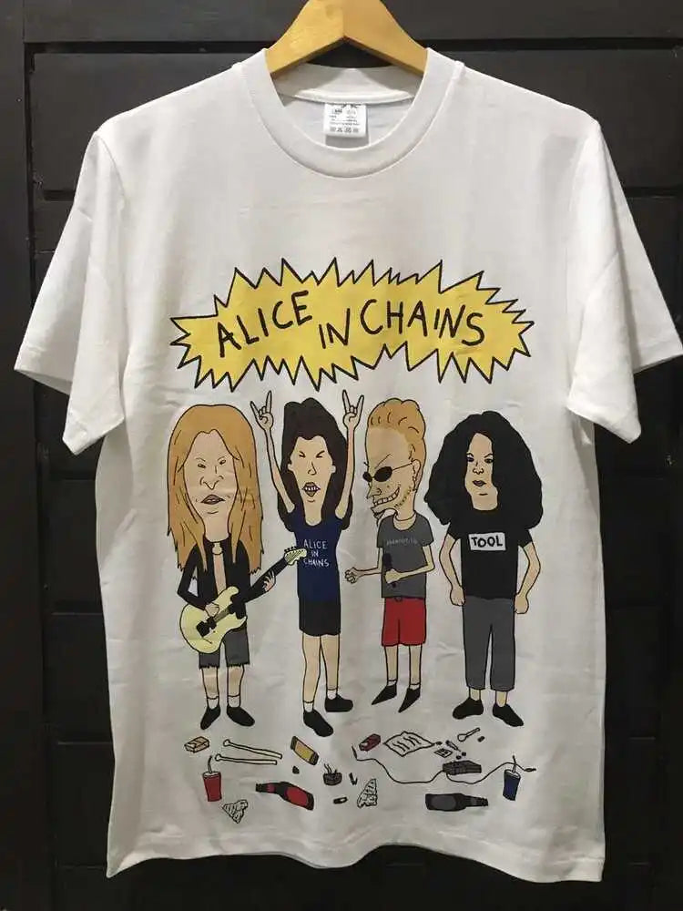 Alice in Chains 'Beavis and Butthead' Bootleg Short Sleeve T-Shirt - Unisex Casual Cotton Tee for Rock Fans - Premium tee from Lizard Vigilante - Just $23.88! Shop now at Lizard Vigilante