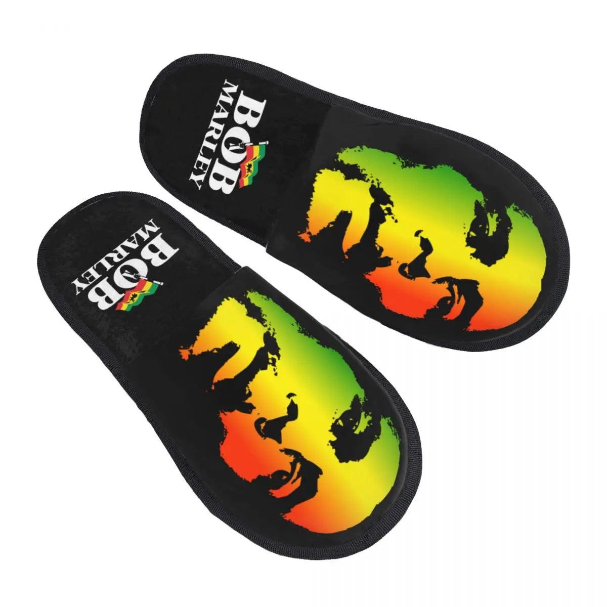 Jamaica Singer Reggae Rock Bob Marley Comfort Scuff Memory Foam Slippers Women Hotel House Shoes - Lizard Vigilante