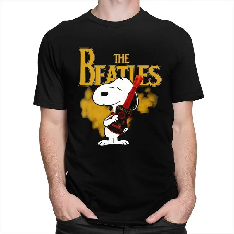 Snoopys The Beatles Dog Rock Roll T Shirts for Men Soft Cotton Tees Tshirt Short Sleeve Novelty T-shirt Gift - Premium T-Shirt from Lizard Vigilante - Just $7.99! Shop now at Lizard Vigilante