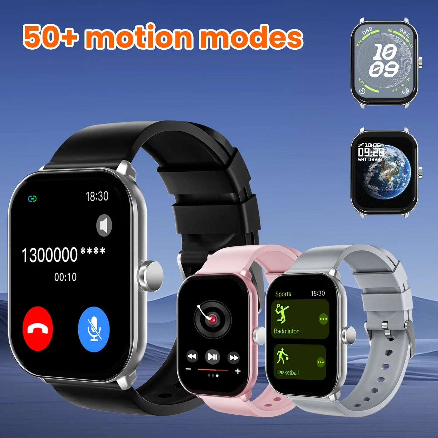 Smart Watch 2.01-inch Large Screen Waterproof Camera Multiple Sports Modes Bluetooth Calling Men Women Smartwatch For Xiaomi