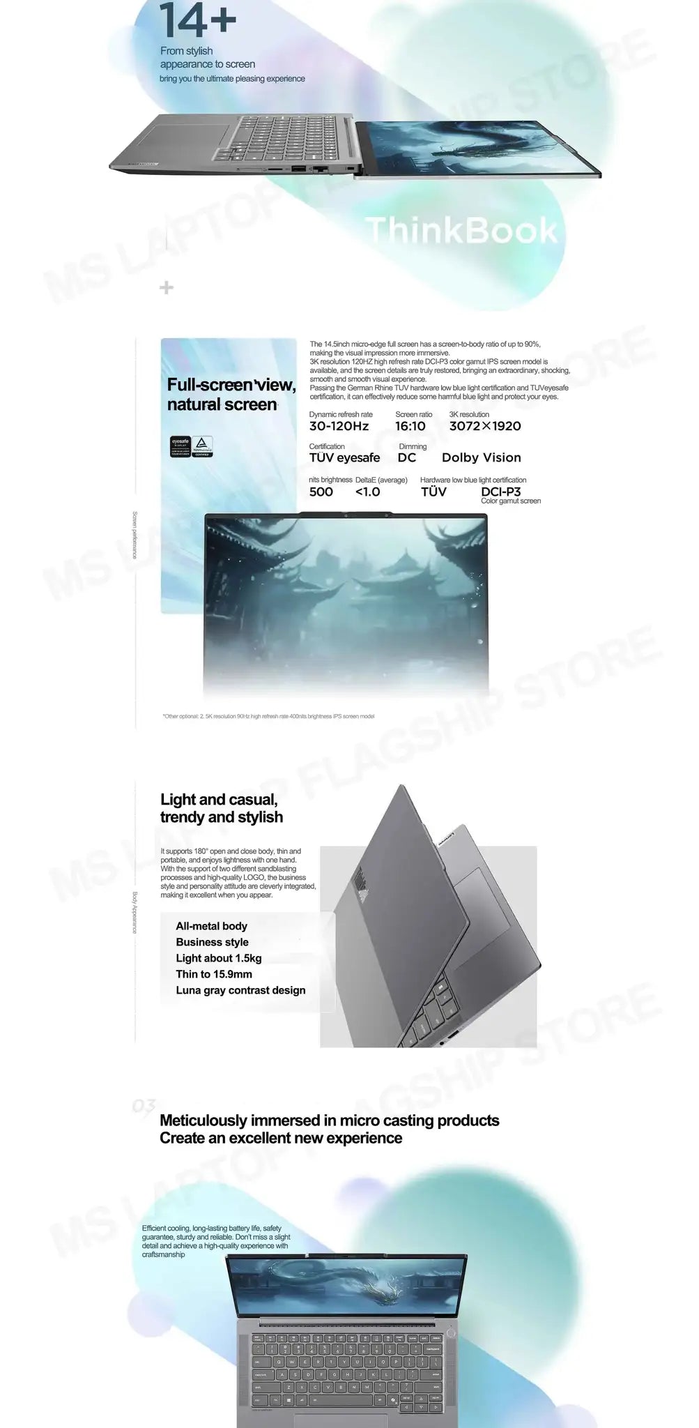 【2025 New】Lenovo ThinkBook 14+ U5-225H/U7-255H/U9-285H Arc 130T/140T 14.5inch 3K 120Hz Matte Screen