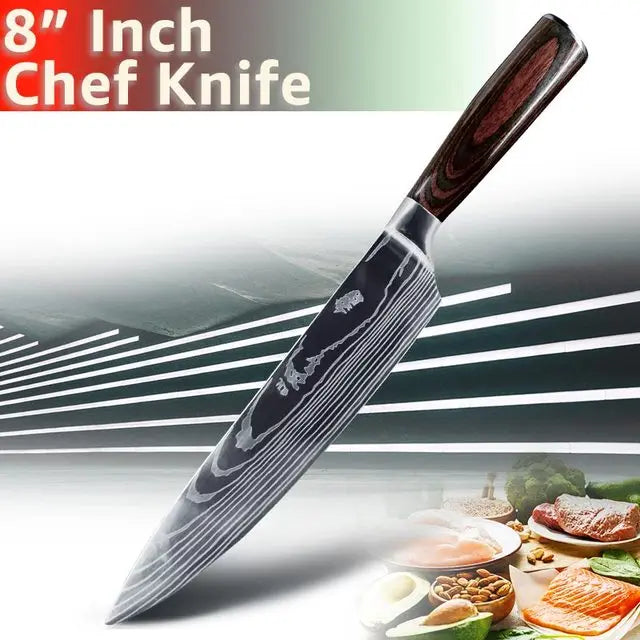 Professional Chef Knife Set – Japanese-Inspired High Carbon Stainless Steel Blades, Santoku & Gyuto Knives for Precision Cutting - Premium knife set from Lizard Vigilante - Just $19.99! Shop now at Lizard Vigilante