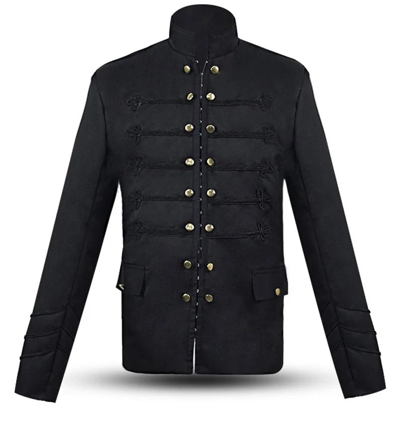 2024 Men’s Gothic Military Vintage Jacket – Retro Punk Stand Collar Coat - Premium suit from Lizard Vigilante - Just $54.88! Shop now at Lizard Vigilante