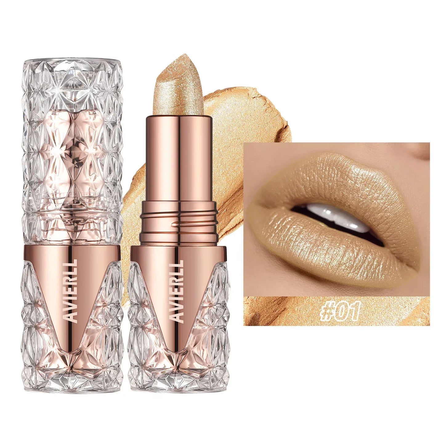 Fine Glitter lipstick, Quicksand Gold Lipstick, Moisturizing Silky Mermaid Girl Pink, Long-Lasting Waterproof Grapefruit Orange