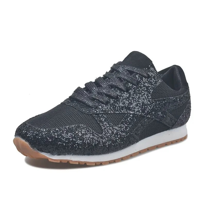 Dazzling Glitter Mesh Sneakers – Women's Breathable Bling Sport Shoes, Comfort Lace-Up Casual Running Shoes for Spring & Summer - Premium sneakers from Lizard Vigilante - Just $48.88! Shop now at Lizard Vigilante