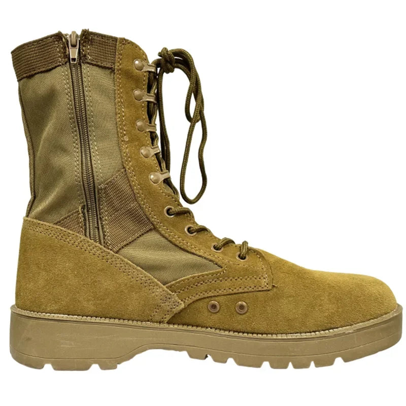 Tactical Cowhide Desert Boots for Men - Lightweight Outdoor Combat Hiking Shoes with Ankle Strap - Premium boots from Lizard Vigilante - Just $43.88! Shop now at Lizard Vigilante