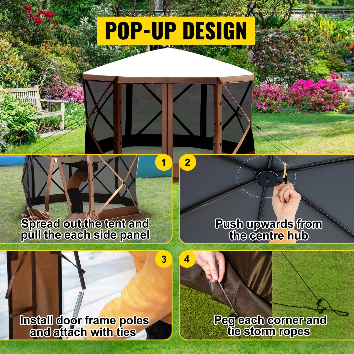 ⚡ VEVOR PIT LORD POP-UP GAZEBO | 6-Sided Heavy Metal Sun Shelter for the Wild ⚡