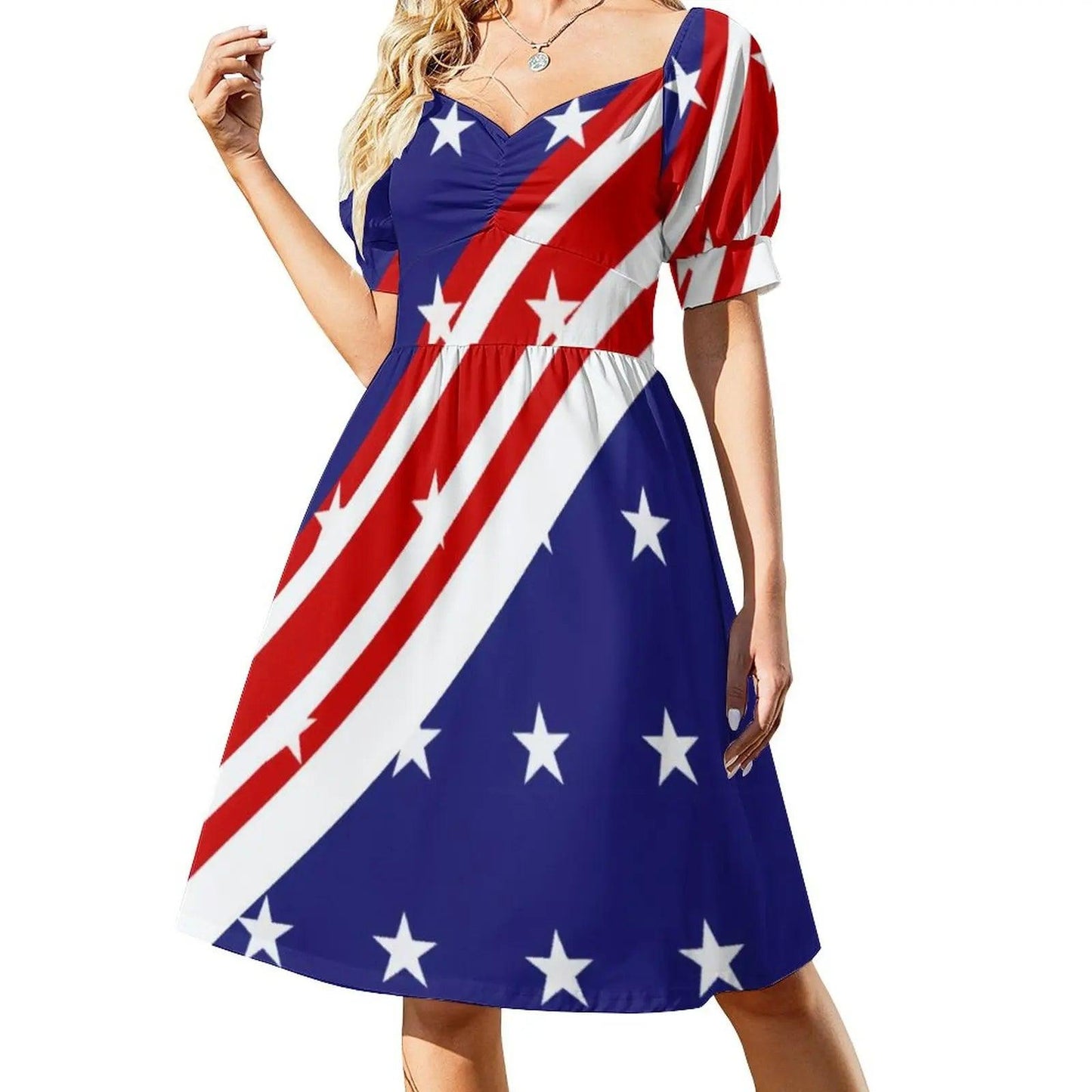 Soft American Flag Dress Sexy V Neck Celebrate USA Red White Blue Festival Dresses Basic Casual Dress Print Oversize Vestido - Premium dresses from Lizard Vigilante - Just $30.99! Shop now at Lizard Vigilante