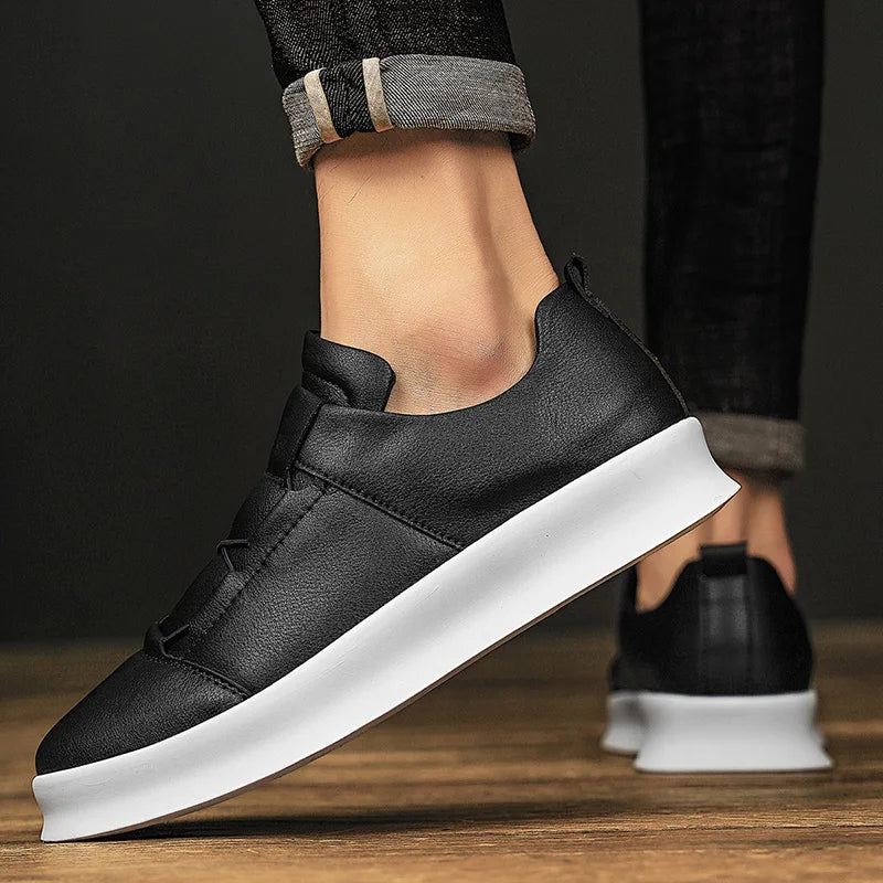 Italian Handmade Luxury Leather Casual Shoes – High-Quality Men's Slip-On Sneakers for Spring & Autumn - Premium shoes from Lizard Vigilante - Just $76.66! Shop now at Lizard Vigilante