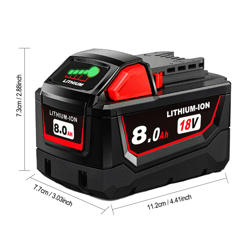 PowerRage M18 Riot Pack — 6x 18V 8.0Ah Li-Ion Batteries for Milwaukee Tools | 8000mAh High-Capacity Carnage Pack