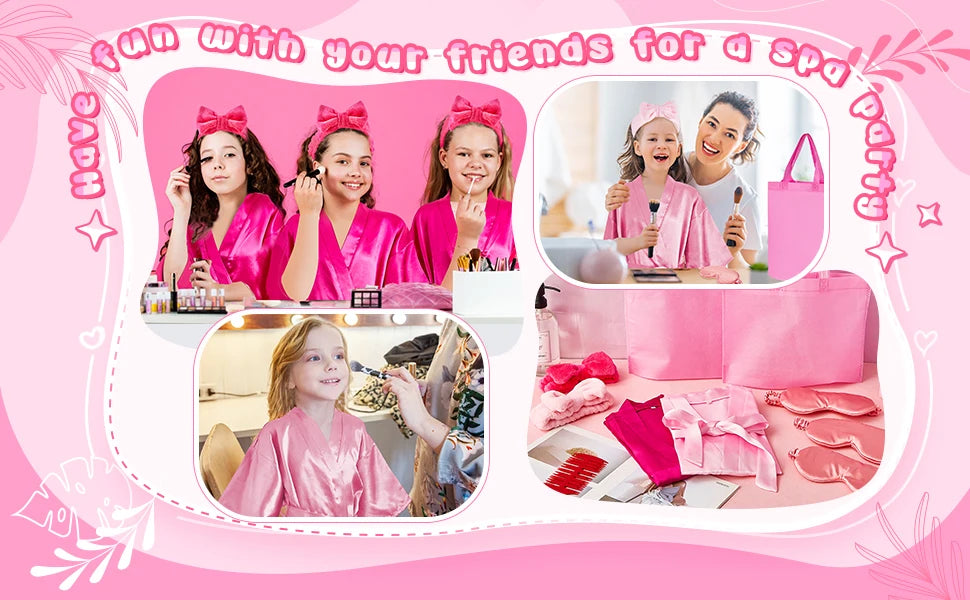 6/10/12 Set Birthday Squad Robes Spa Party for Girls Kimono Satin Spa Robes Child Party Favors for Kids Birthday Hot Pink Party - Premium  from Lizard Vigilante - Just $111.99! Shop now at Lizard Vigilante