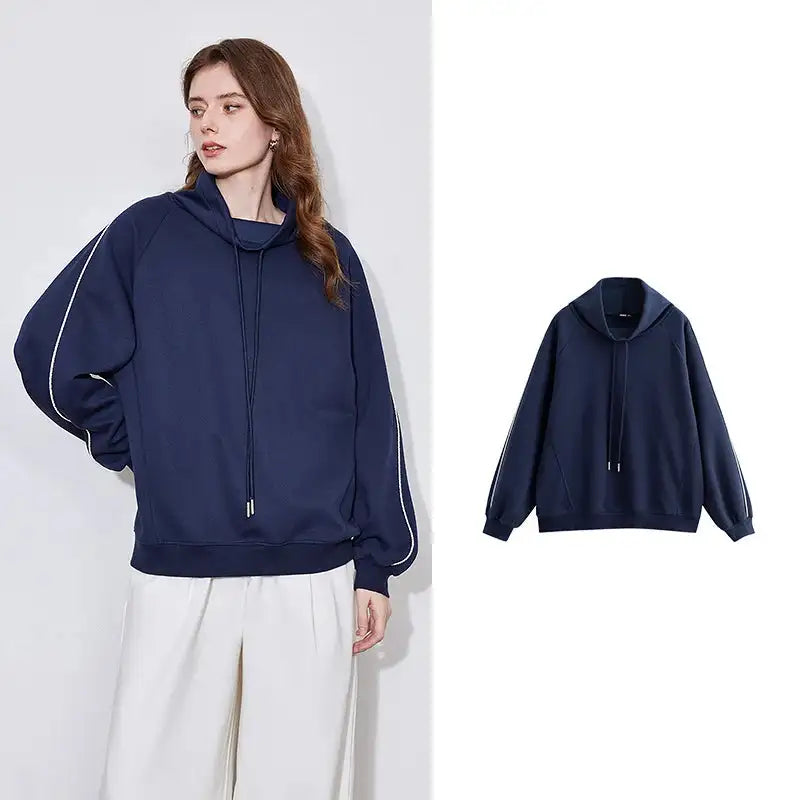 TOYOUTH Women Hoodies Sweatshirt 2025 Spring New Hooded Drawstring Long Sleeve Pullover Sports Casual Tops