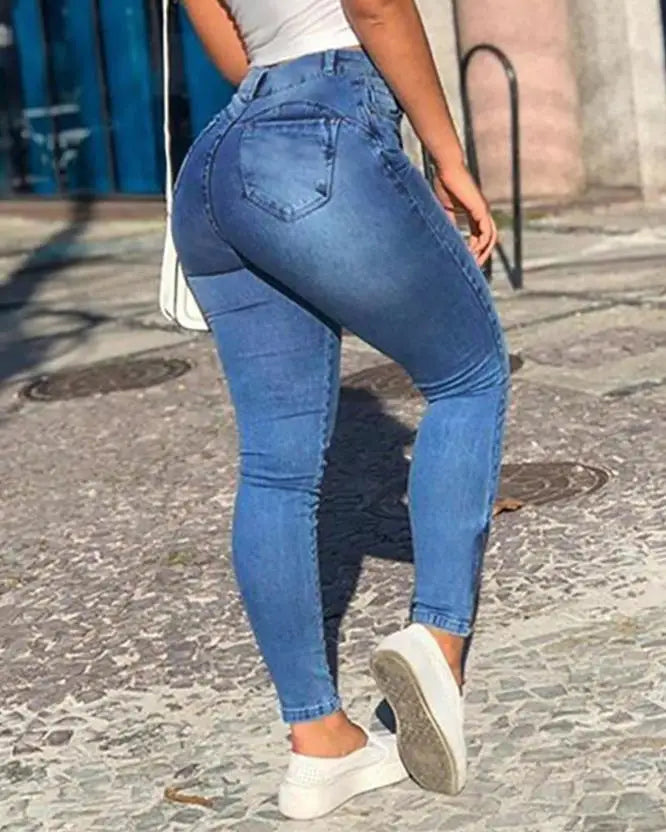 Sky-High Confidence Skinny Jeans – High-Waist, Sleek, and Effortlessly Chic - Premium jeans from Lizard Vigilante - Just $7.99! Shop now at Lizard Vigilante