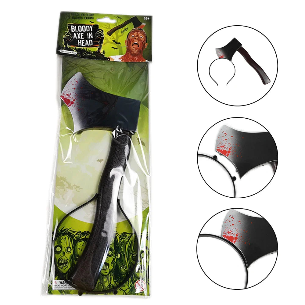 Halloween Decor Accessories Hair Hoop Horror Blood Fake Ax Saws Knife Gothic Headband Halloween Party Masquerade Cosplay Prop