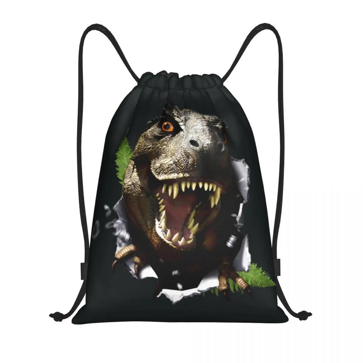 Dinosaur World Jurassics Parks Drawstring Backpack Sports Gym Bag for Men Women Shopping Sackpack - Lizard Vigilante