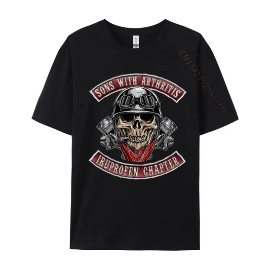 Sons With Arthritis Ibuprofen Chapter Funny Biker Skull T-Shirt – 100% Premium Cotton - Premium T-Shirt from Lizard Vigilante - Just $25.88! Shop now at Lizard Vigilante