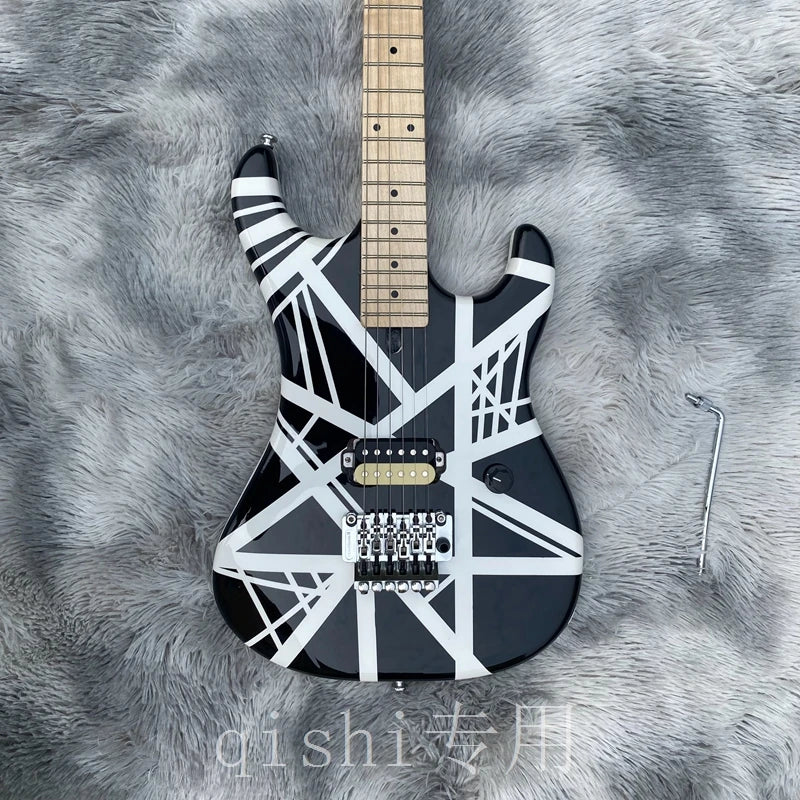 Black and White 5150 Electric Guitar Canadian Maple Fingerboard Eddie Edward Van Halen Frankenstein Guitar - Premium Electric Guitar from Lizard Vigilante - Just $497.99! Shop now at Lizard Vigilante