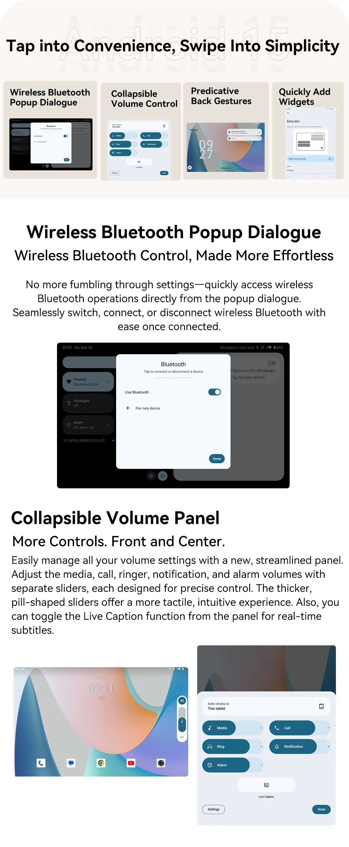 Blackview MEGA 2 Tablets 12 inch 2K Display Widevine L1 24GB(8+16) Android 15 256GB 9000mAh AI Main Camera Pad PC