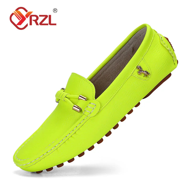 YRZL Men's Handmade Leather Loafers – Casual Slip-On Driving Flats, Luxury Moccasins for Men, Comfortable Shoes Plus Size 37-48 - Premium sandals from Lizard Vigilante - Just $40.99! Shop now at Lizard Vigilante