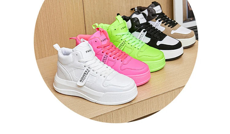 Women High Top Sneakers Walking Shoes Casual Sneakers Women Luxury Autumn Winter Sport Platform Shoes Rose Red Skate Shoes - Premium  from Lizard Vigilante - Just $49.99! Shop now at Lizard Vigilante