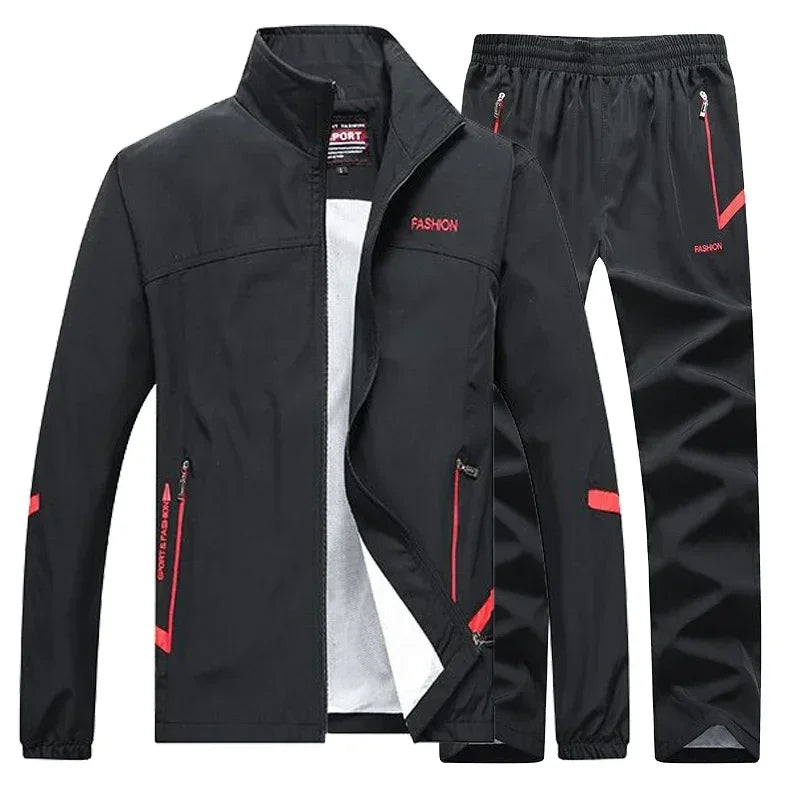 Casual Men's Tracksuit Spring Autumn Sportswear Two Pieces Sets Jackets + SweatPants Joggers Male Zipper Sweatshirt Suit Outfit - Premium  from Lizard Vigilante - Just $95.99! Shop now at Lizard Vigilante