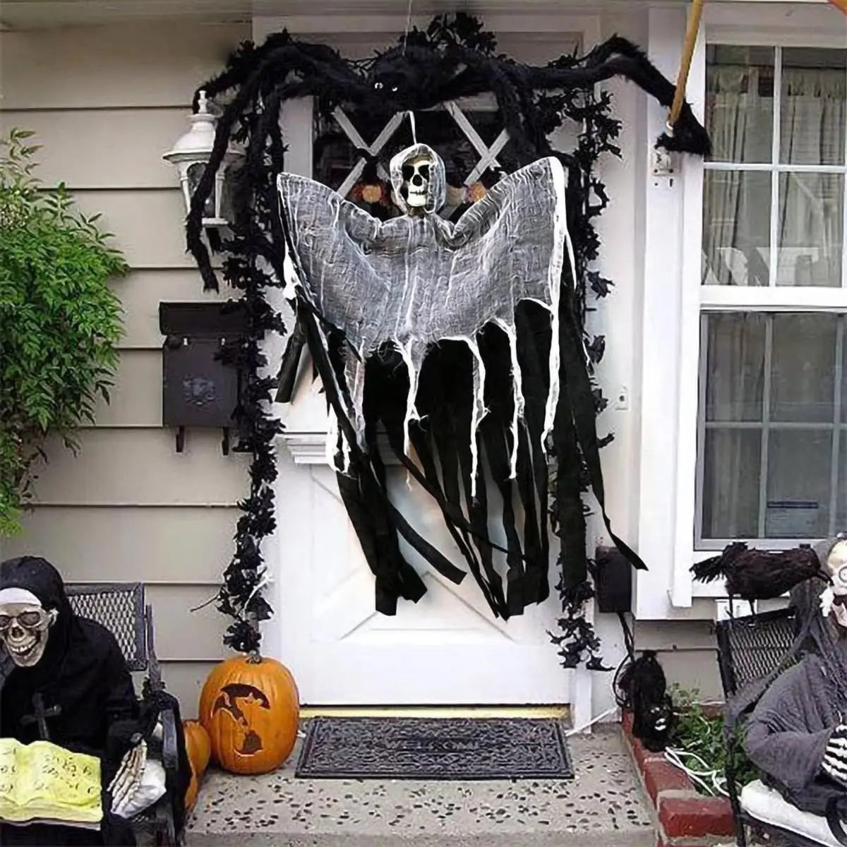 Horror Skull Ornaments Halloween Outdoor Haunted House Yard Decor Corpse Death Prop Skull Ghost Pendant Halloween Party Supplies
