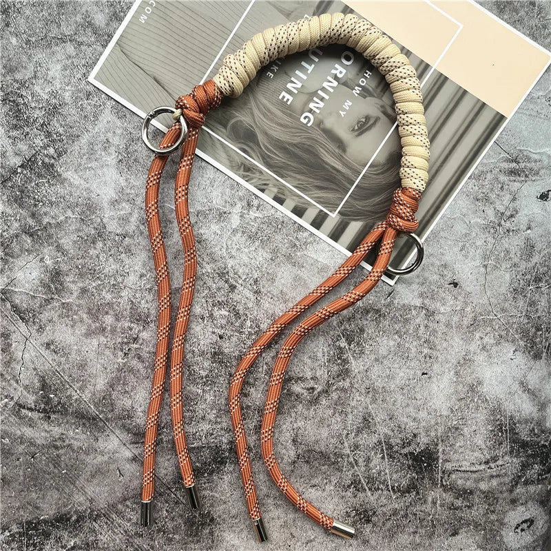 Handmade Brown Lanyard Bag Strap – Premium Metal Keyring and Cotton Chain for Women - Premium bag strap from Lizard Vigilante - Just $19.97! Shop now at Lizard Vigilante