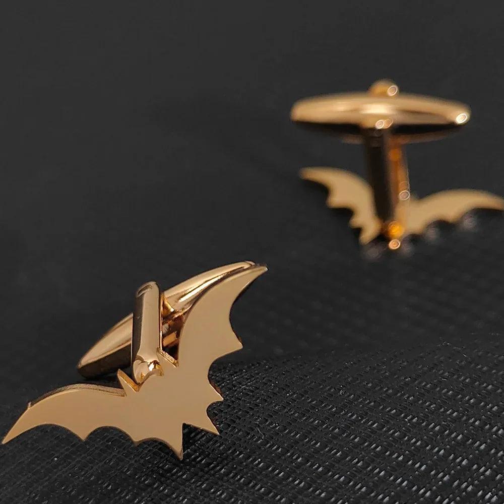 Luxury Bat Men Cufflinks Sleeve Wrist Buttons Shirt Clasps Stainless Steel Cuff Buckle Wedding Grooms Women Jewelry Gift Set - Lizard Vigilante