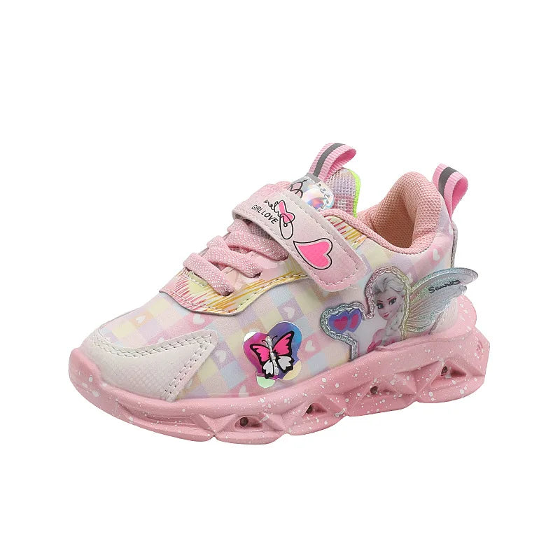 Pink Elsa Princess LED Lighting Sneakers for Baby Girls - Premium Sneakers from Lizard Vigilante - Just $28.88! Shop now at Lizard Vigilante