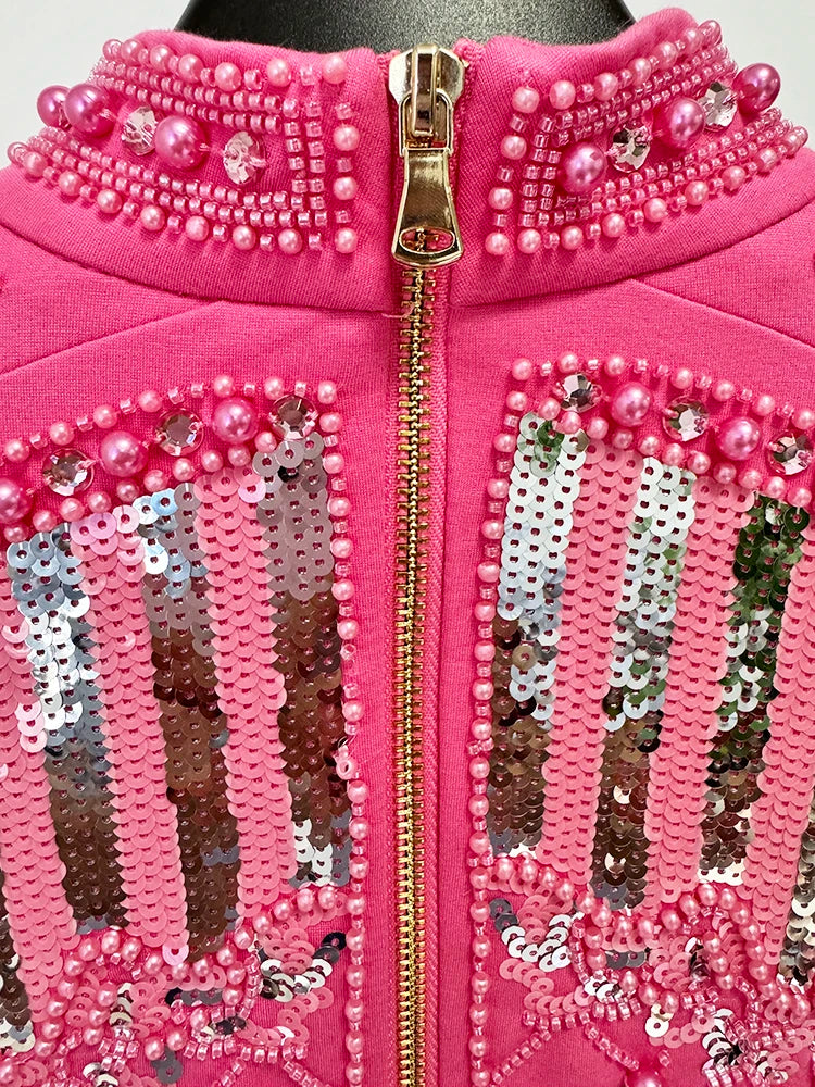 O’ZACKET Midnight Voltage: Luxe Pearl & Sequin Power Dress