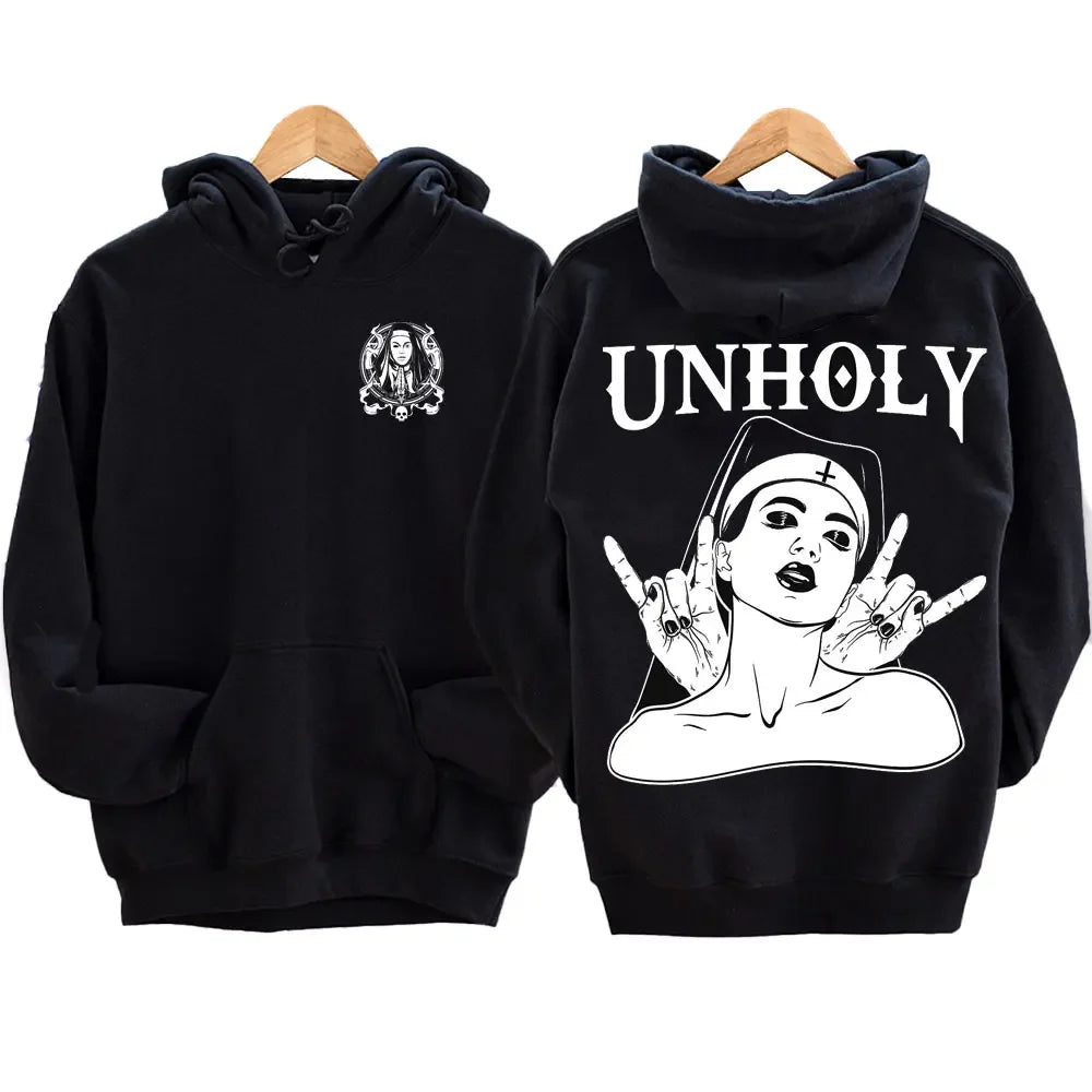 The Bad Nun Antisocial Hip-Hop Hoodie – Harajuku Gothic Streetwear for Men’s Autumn-Winter Style - Premium hoodie from Lizard Vigilante - Just $41.08! Shop now at Lizard Vigilante