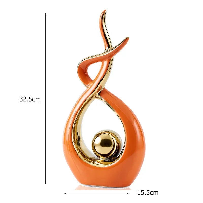 Abstract Ceramic Sculpture Golden Art Statue Modern Home Decor Accessories Living Room Desk Office Supplies Crafts Gifts