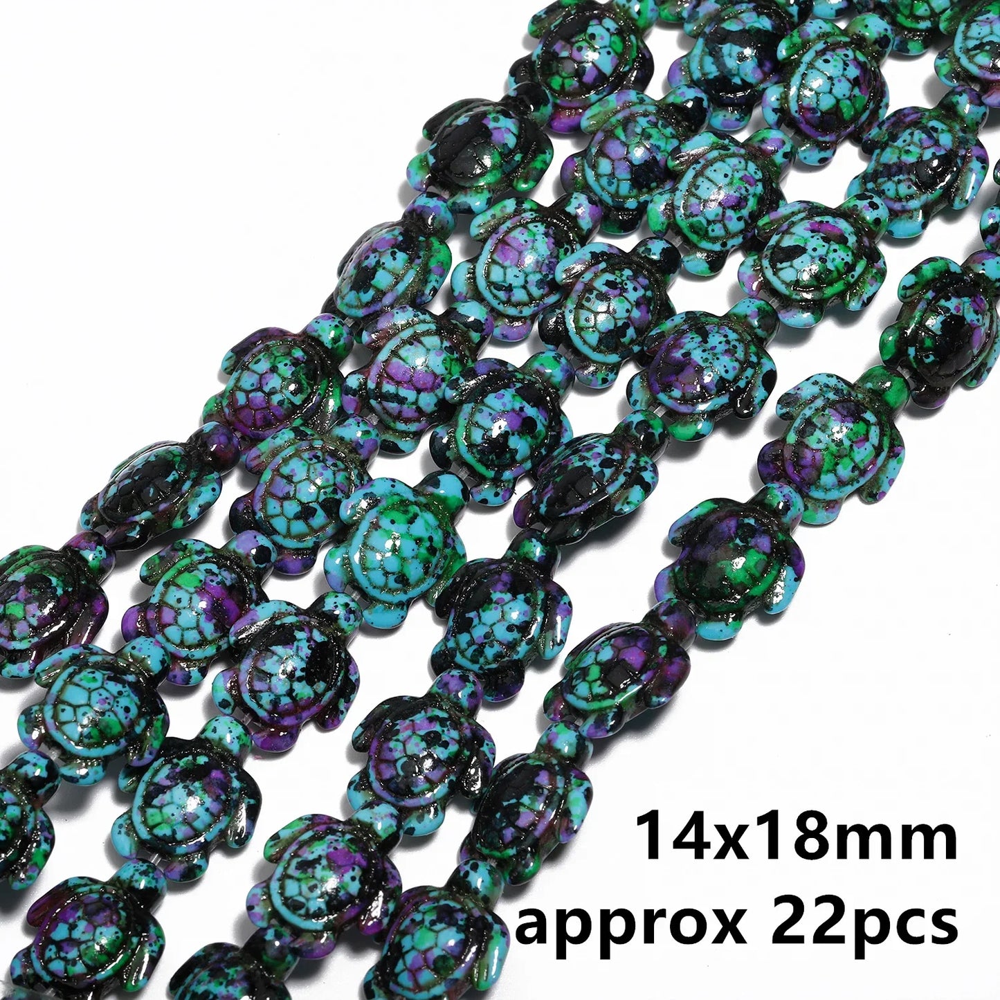 14x18mm 22pcs Sea Turtle Random Color Mix Natural Turquoise Stone Beads Bead for Jewelry Making DIY Ocean Series Bracelet