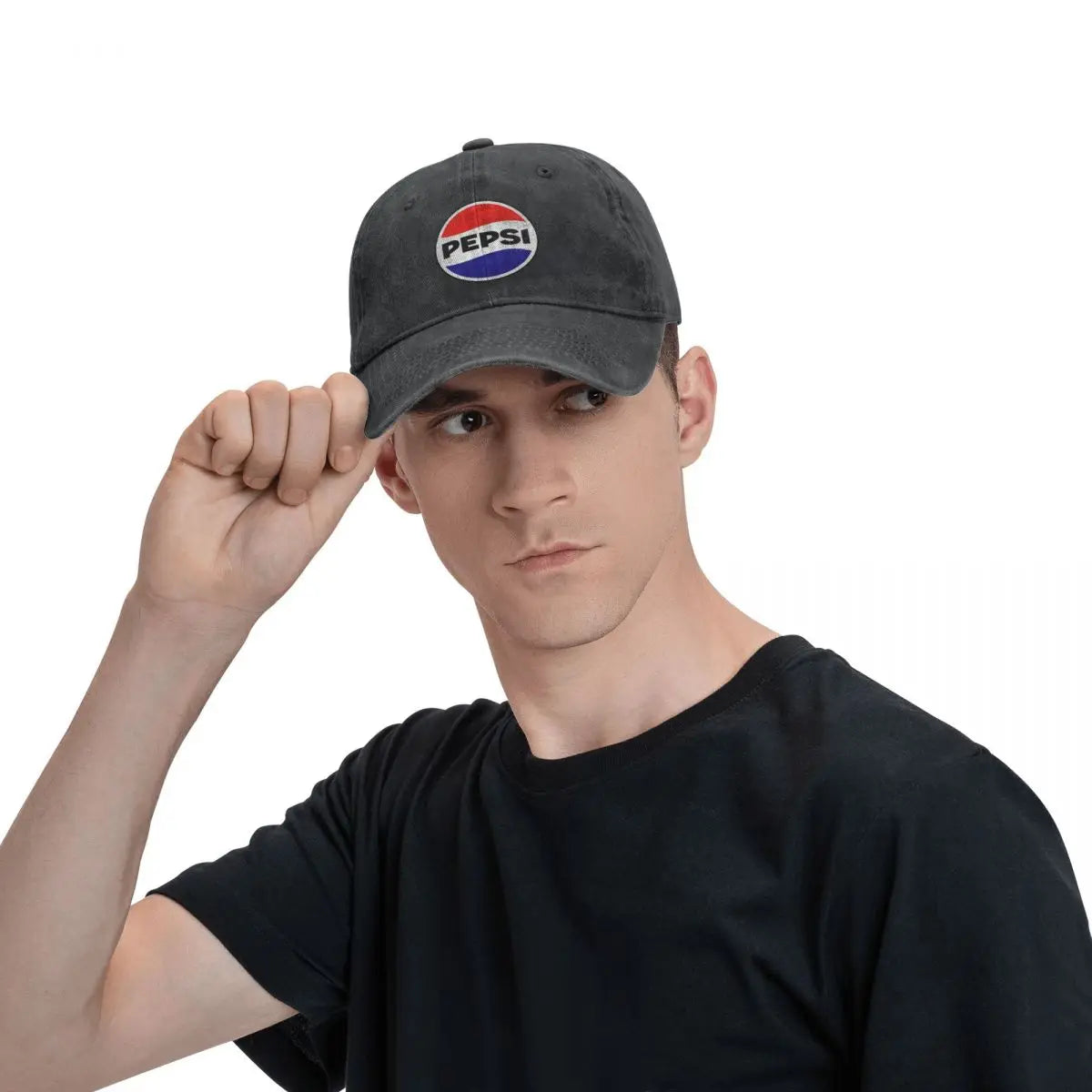 Vintage '69 Pepsi Logo Denim Baseball Cap – Casual Unisex Adjustable Trucker Hat for Rock, Summer, and Sun Protection - Premium Baseball cap from Lizard Vigilante - Just $19.88! Shop now at Lizard Vigilante