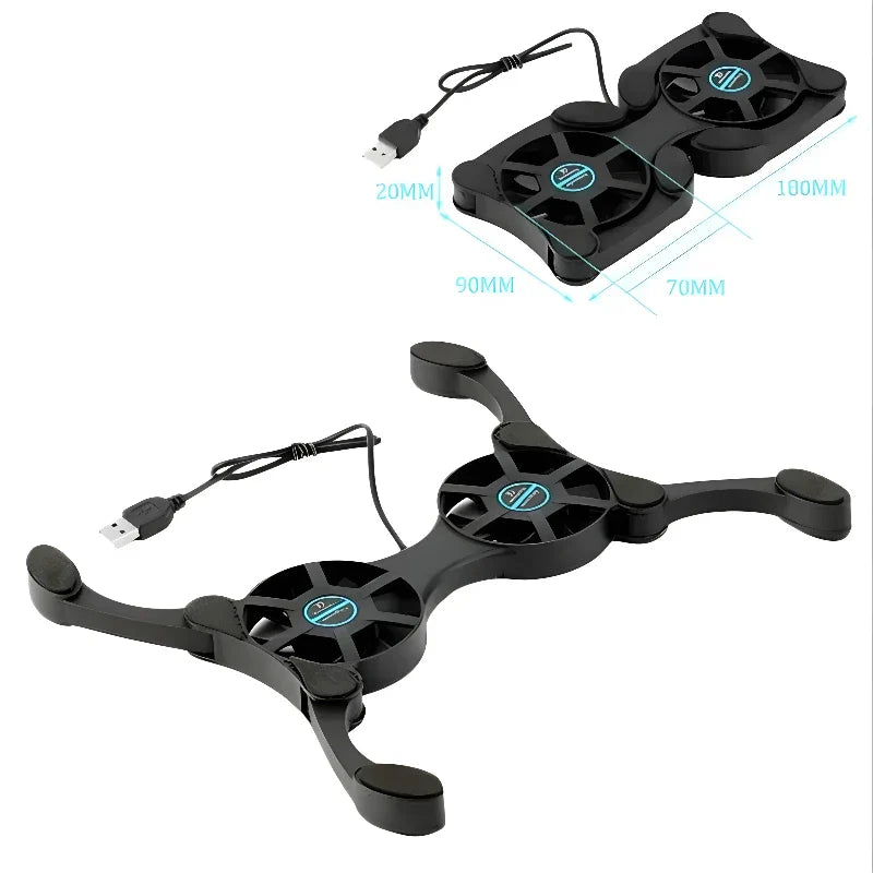 Foldable Radiator Laptop Cooling Pad Computer Accessories USB Mini Laptop Portable Dual Fan Stand
