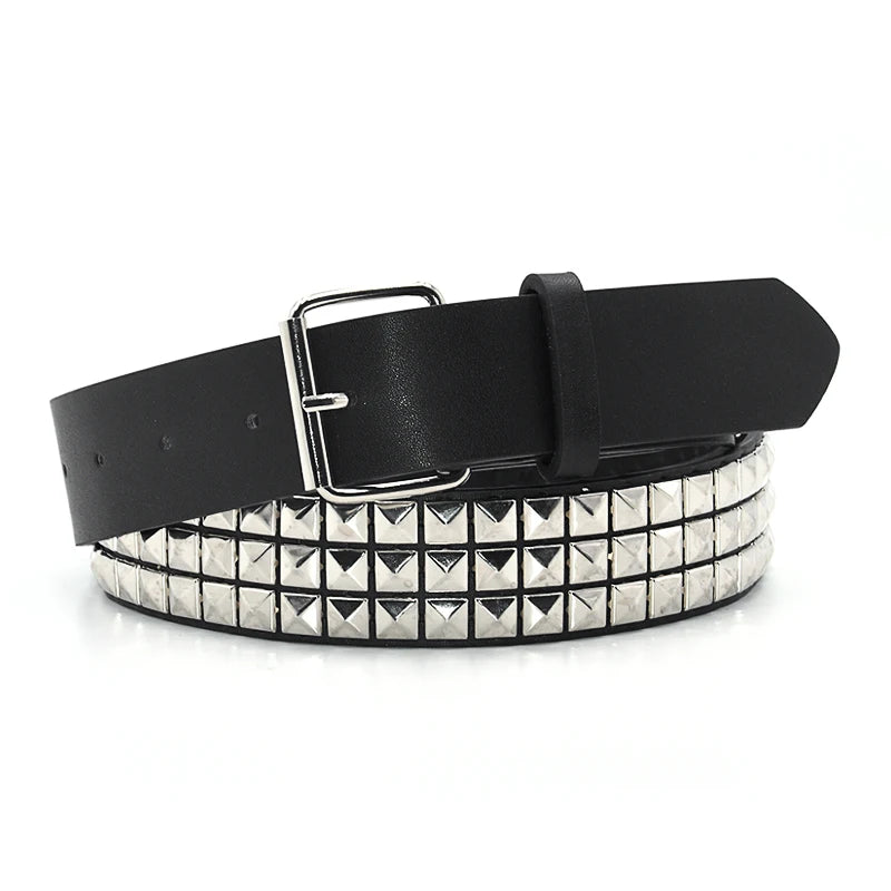 GAOKE Pyramid Studded Leather Belt – Punk Rock Rivet Waistband for Men & Women with Pin Buckle | Edgy Fashion for Black Jeans - Premium belt from Lizard Vigilante - Just $29.99! Shop now at Lizard Vigilante