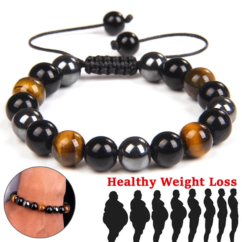 Power Up Your Life: Natural Tiger Eye, Hematite, & Obsidian Magnetic Bracelet - Premium obsidian bracelet from Lizard Vigilante - Just $22.99! Shop now at Lizard Vigilante