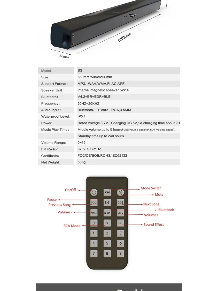 Powerful Wireless Bluetooth Speaker for Home Theater Computer TV Car Sound Box Soundbar Heavy Bass Subwoofer Radio caixa de som