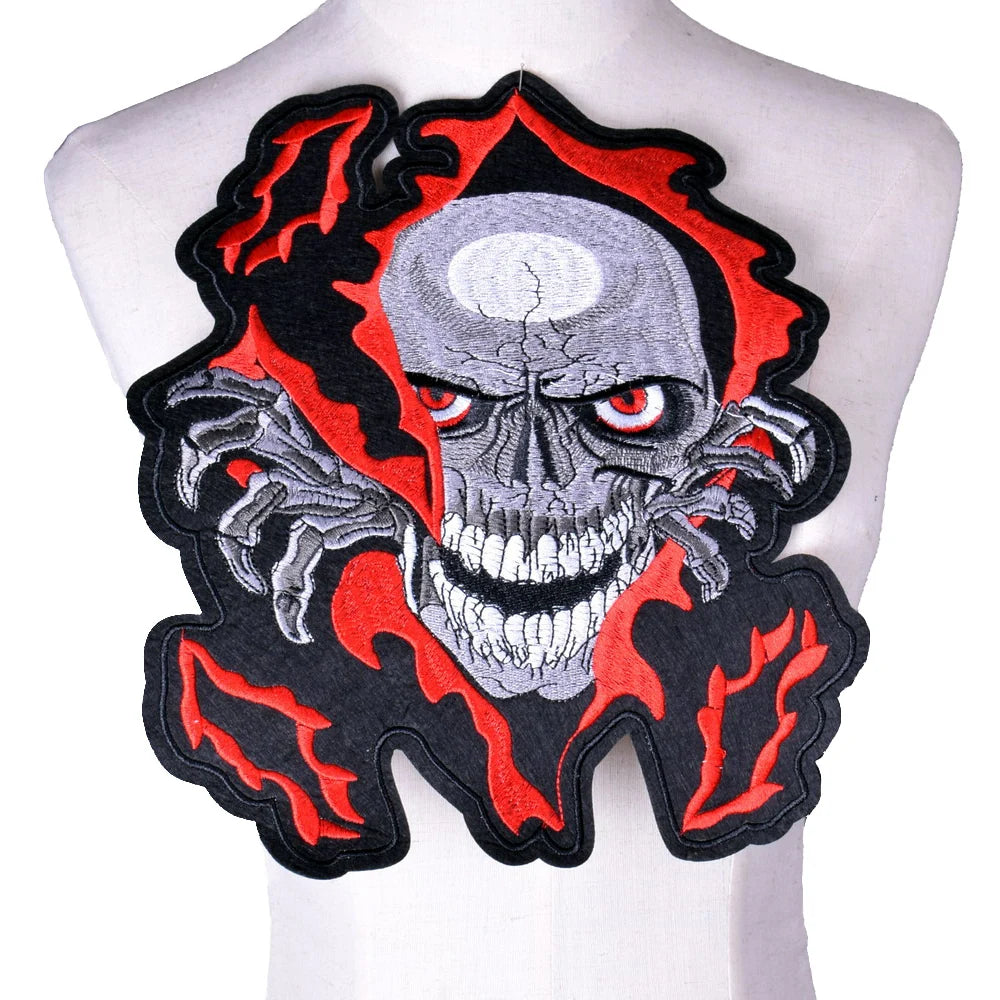 Bikers Motorcycle Embroidered Iron On Patches Large Punk Skull Badges Big Biker Patches For Clothing Coat Accessories - Premium patch from Lizard Vigilante - Just $27.99! Shop now at Lizard Vigilante