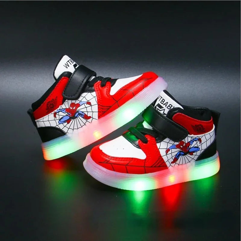 Disney Children's Led Light Shoes Fashion Aoger Spiderman Boys Sneakers Girls Cartoon Casual Shoes Breathable Kids Sport Shoes - Premium shoes from Lizard Vigilante - Just $24.88! Shop now at Lizard Vigilante