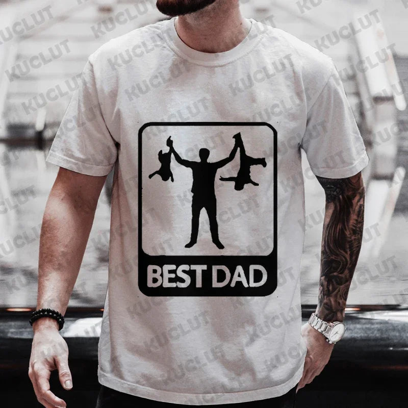 Best Dad Graphic Tee – Funny Ultimate Men's T-Shirt with Short Sleeves, Lightweight, Moisture-Wicking, and Wrinkle-Free Comfort - Premium t-shirt from Lizard Vigilante - Just $23.88! Shop now at Lizard Vigilante