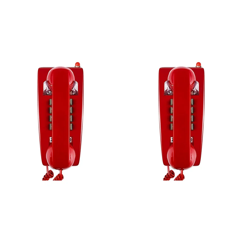 Blood-Red Double Bell Mayhem Wall Phone – 2-Pack Analog Legends With Voicemail Flash