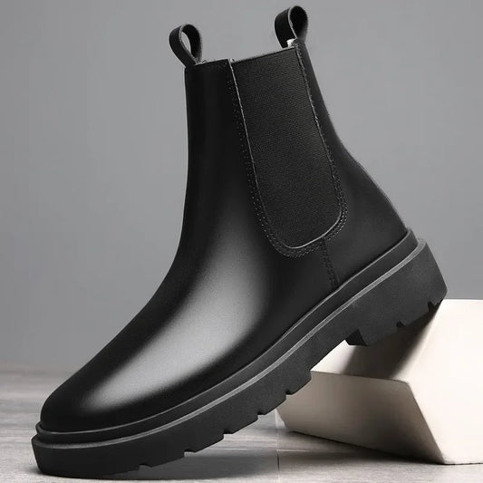 Autumn New Chelsea Boots for Men – Black Retro Slip-On Ankle Boots | Winter Motorcycle Booties, Fashionable & Comfortable - Premium boots from Lizard Vigilante - Just $34.88! Shop now at Lizard Vigilante