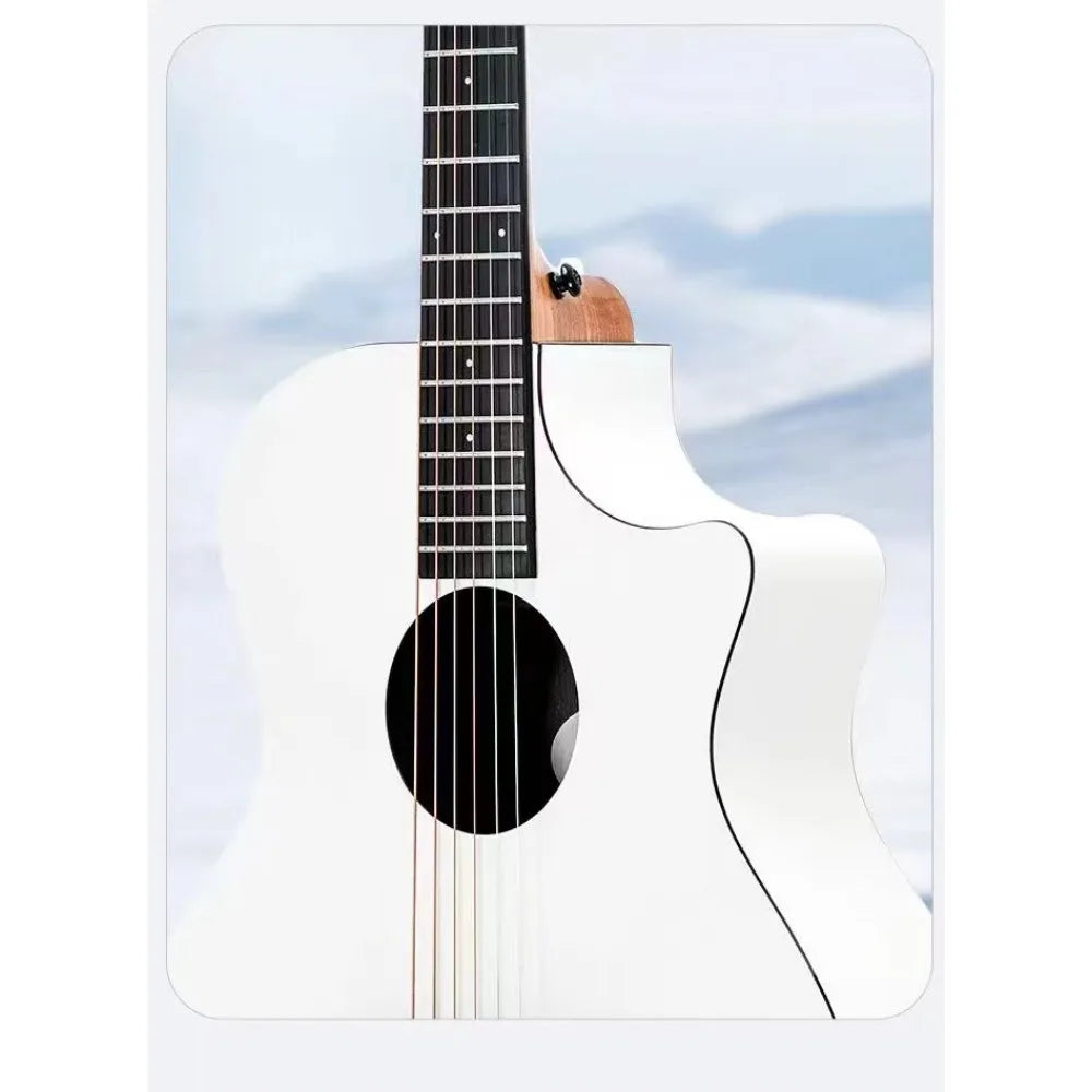 Enya X0 Guitar High-Colour Glacier White 41 Inch Folk Guitar - Lizard Vigilante