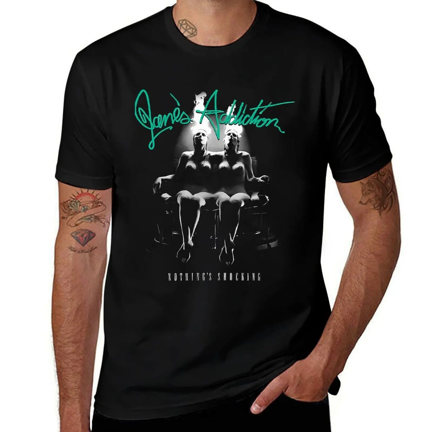 Jane's Addiction Band T-Shirt – Chic Hippie Style, Plus Size Casual Tee for Men – Blue Archive Print Short Sleeve Shirt - Premium T-Shirt from Lizard Vigilante - Just $19.99! Shop now at Lizard Vigilante