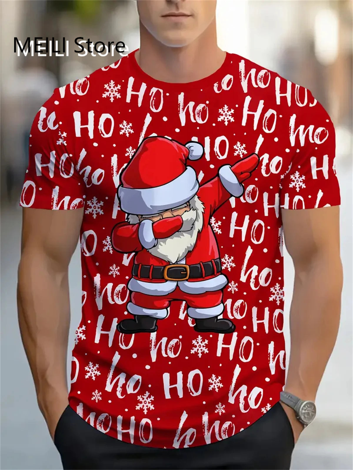 Christmas T Shirt Men 3D Santa Claus Graphic T Shirts Short Sleeve Mens Clothes Casual Round Neck Fashion Tops Oversized T-Shirt - Premium  from Lizard Vigilante - Just $9.99! Shop now at Lizard Vigilante