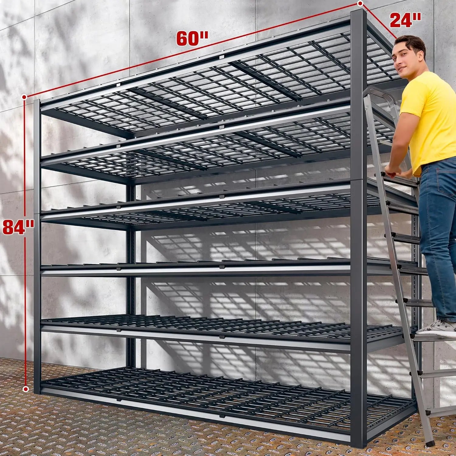 Garage Shelving 3500LBS Storage Shelves 6 Tier Metal Shelves Adjustable Shelving Units and Storage Rack 60" W x 84" H x 24" D - Premium  from Lizard Vigilante - Just $406.99! Shop now at Lizard Vigilante