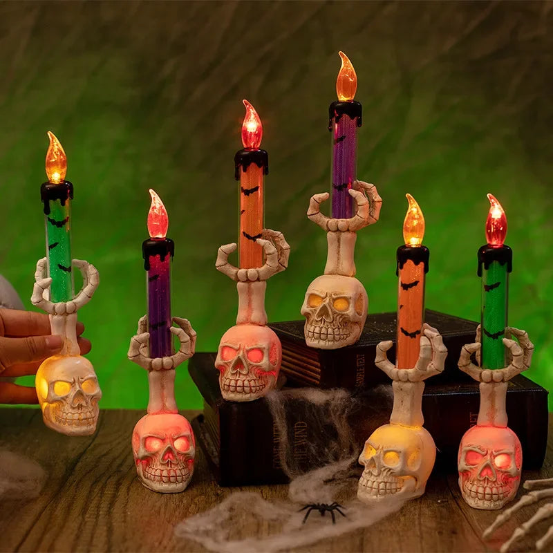 Halloween  Skull Lamp Creative Decor for Spooky Party Unique Skull Candle Lantern Halloween Decoration Spooky Lighting